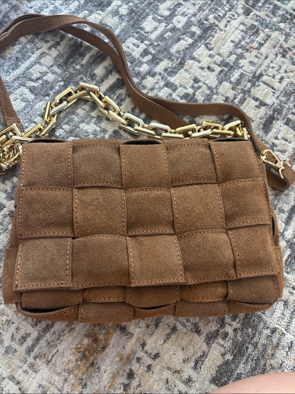 Women’s Woven Suede Shoulder/ Crossbody Bag - Brown
